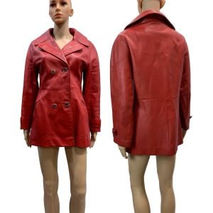 60s 70s MOD Red Leather Jacket | XS/Small