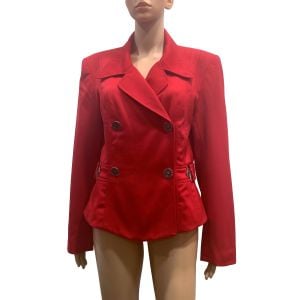 80s 90s Mod Tailored Red Wool Fitted Jacket