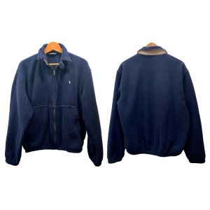 80s 90s  Dark Blue Fleece Zip Jacket | USA S/M - Fashionconservatory.com