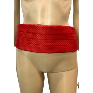 Vintage Red Patterned Cummerbund Sash Belt | Adjustable  - Fashionconservatory.com