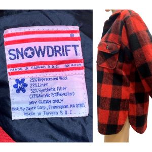 70s Red Black Wool Buffalo Plaid Lumberjack Shirt Jacket  - Fashionconservatory.com