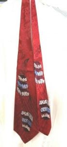 1950's VTG Swing Era NECKTIE TIE Rayon Helmsley King Zoot Suit 4'' Maroon Print