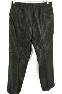 VTG Mens Pants 1940s  Button Fly Gray Pin Striped Flat Front 35/31  Cuffed Watch - Fashionconservatory.com