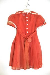 Vintage Girls 50s Sheer Organdy Red Party Dress & slip 6X - Fashionconservatory.com