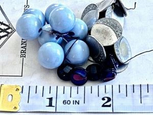 Antique Button Lot Jet Black Glass Blue Balls Civil War Bone Cut Steel Half Dome - Fashionconservatory.com