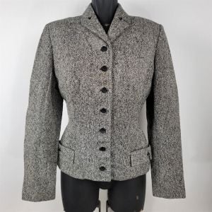 Vintage Glenhaven Black & White Button Front Sport Coat Blazer Jacket
