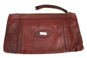 Vtg 70s Etienne Aigner Classic Burgundy Reptile Leather Handbag LARGE Clutch Zi