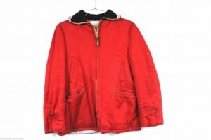 Vtg 1950s Tom Sawyer Red Cotton Coat Boys Knit Collar Winter Costume Ralphie