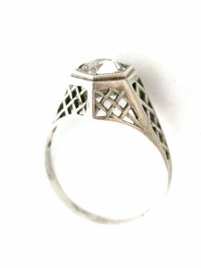 Antique Ring Sterling Silver Art Deco ''Diamond'' Engagement Womens 7 - Fashionconservatory.com