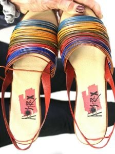 Vintage 80's 90's Abstrax Rainbow Linguini  Sandals Women's 10M Spice NIB - Fashionconservatory.com