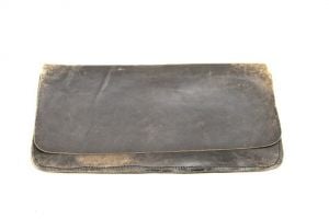 Antique Calf Leather Travel Document Holder Accordion Flap Billfold Wallet Black