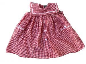 VTG  Girl's 2T 1950s Red White Gingham Check Baby Toddler Dress Picnic