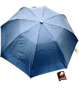 Vintage Givenchy  Spell Out Logo Blue  Silver Umbrella One Touch Parasol  NWT 