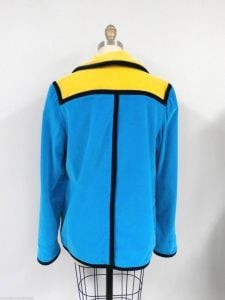 VTG Adri Clothes Circuit Blazer Terry Velour Color Block Turquoise Black Yellow - Fashionconservatory.com