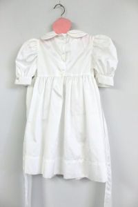 Vintage Girls Party Dress Polly Flinders Smocked White  3T Petticoat Roses - Fashionconservatory.com