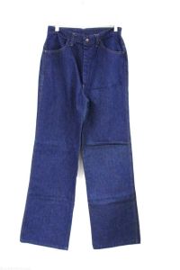 Sears Vintage High Rise Blue Denim Jeans 1960s-70s  NOS  Straight Leg 28 / 34