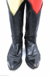 Hondo Cowboy Boots 1950s VTG Mens 8D Clef Notes Trapunto Well Worn By Miss Kitty - Fashionconservatory.com