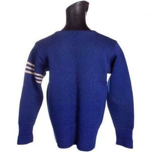 VTG Mens Knit SCHOOL Sweater Royal Blue Wool 1930s 44'' Chest White Sleeve Stripe - Fashionconservatory.com