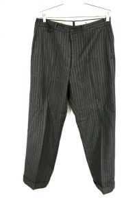 VTG Mens Pants 1940s  Button Fly Gray Pin Striped Flat Front 35/31  Cuffed Watch