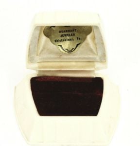 VTG celluloid ring presentation box Ivory Art Deco Purple Velvet 1920 Gearhart - Fashionconservatory.com