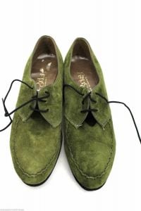 Vtg 1960s Kinneys Porky's Green Suede Oxfords Shoes Womens  Pointed Toes 7 M  - Fashionconservatory.com