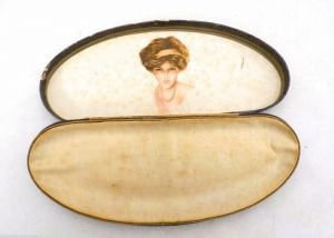 Vintage 1890s Jewelry Box w Gibson Girl? Beautiful Woman  Artwork Inside 