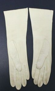 Vintage Denise Francelle Roger Fare Ivory Kidskin Gloves SZ 7 13'' Long Evening  - Fashionconservatory.com