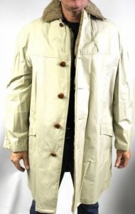 Marshall Ray Vintage Coat Faux Fur Lined 1970s NWOT Poplin Rain Sz L