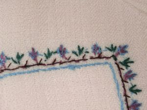Antique Linsey-Woolsey Embroidery Purple Floral Numbered 19th Century Provenance - Fashionconservatory.com