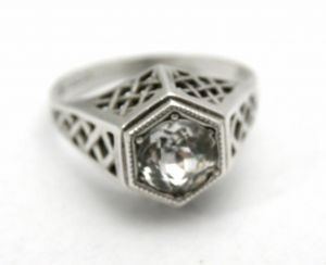 Antique Ring Sterling Silver Art Deco ''Diamond'' Engagement Womens 7