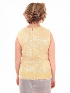 Vintage Womens Top Sleeveless Yellow Sequin Sweater Shimmy 1960s B. Altman - Fashionconservatory.com