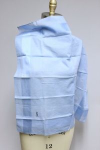 VTG Saint Laurent YSL Men's XL Cotton Scarf Handkerchief  Logo Blues 2