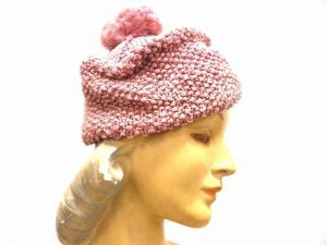 VTG Knit Hat Dusty Rose Pink Metallic Hand-Knit 1940S Womens Guernsey PIE - Fashionconservatory.com