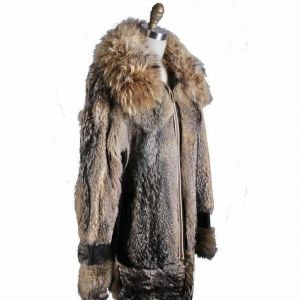 Mens Vintage 1970s Coyote Fur & Leather Parka Coat Jacket M/L Outrageous! - Fashionconservatory.com