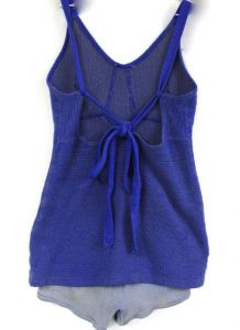 VTG Womens S Swimsuit Bathing Suit Royal Blue Textured Wool Blend 1930s 34 Bust  - Fashionconservatory.com