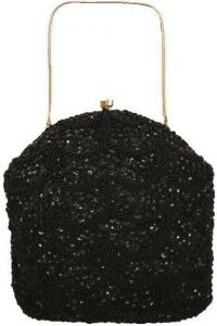 Richere Walborg Vintage Purse  Black Beaded Sequins Convertible Clutch 1950S