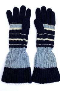 Vintage Childrens Striped Gloves Hand Knit Long 1940S - Fashionconservatory.com