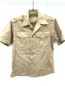 Men's VTG 50s US MILITARY ARMY Khaki Cotton Twill Uniform Shirt Sz- S 14-14 1/2