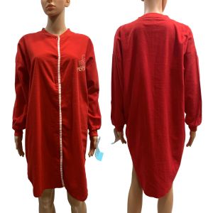 Deadstock Red Cotton Flannel Night Shirt Logo Oo La La!