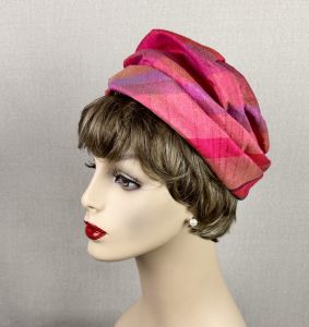 Vintage 70s Pink Scrunch Pillbox Hat, Saks Fifth Avenue - Fashionconservatory.com