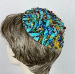 Vintage 60s Tiny Beaded Pillbox Hat by Sally Victor