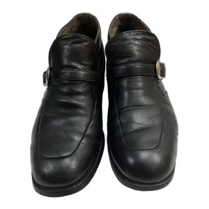 60s Mod Black Leather Ankle Boots with Buckles - Fashionconservatory.com