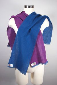 Pair of Scottish wool scarves 1950s-60s blue pink deadstock