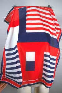 1960s Vera scarf red white blue nautical stripe cotton bandana - Fashionconservatory.com