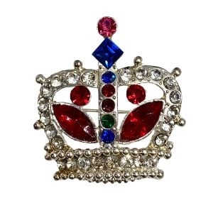 Vintage Large Jeweled Crown Brooch Silver Rhinestones - Fashionconservatory.com