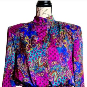 Vintage Ann Kirk Multicolor Paisley Print Secretary Long Sleeves  - Fashionconservatory.com