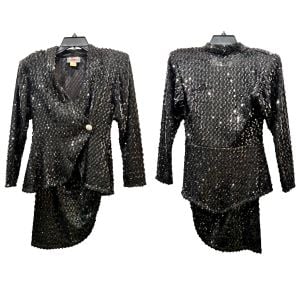 1980s Sequin Ensemble Sculptural Peplum Cocktail Set - Fashionconservatory.com