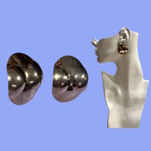 90s Y2K Large Silver Domed Modern Art Earrings - Fashionconservatory.com