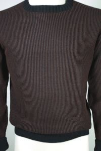 Black brown ribbed mens crewneck sweater 1950s-60s  - Fashionconservatory.com