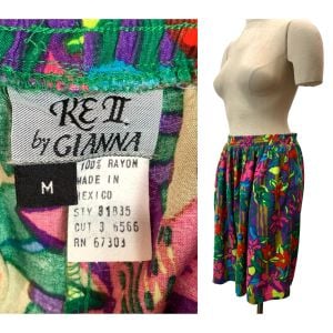 90s High Waist Bright Floral Flowy Rayon Shorts  - Fashionconservatory.com